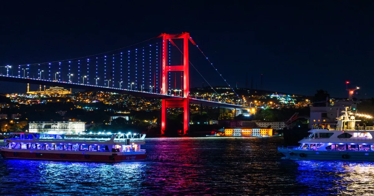 Bosphorus dinner cruise with Istanbul illuminated at night